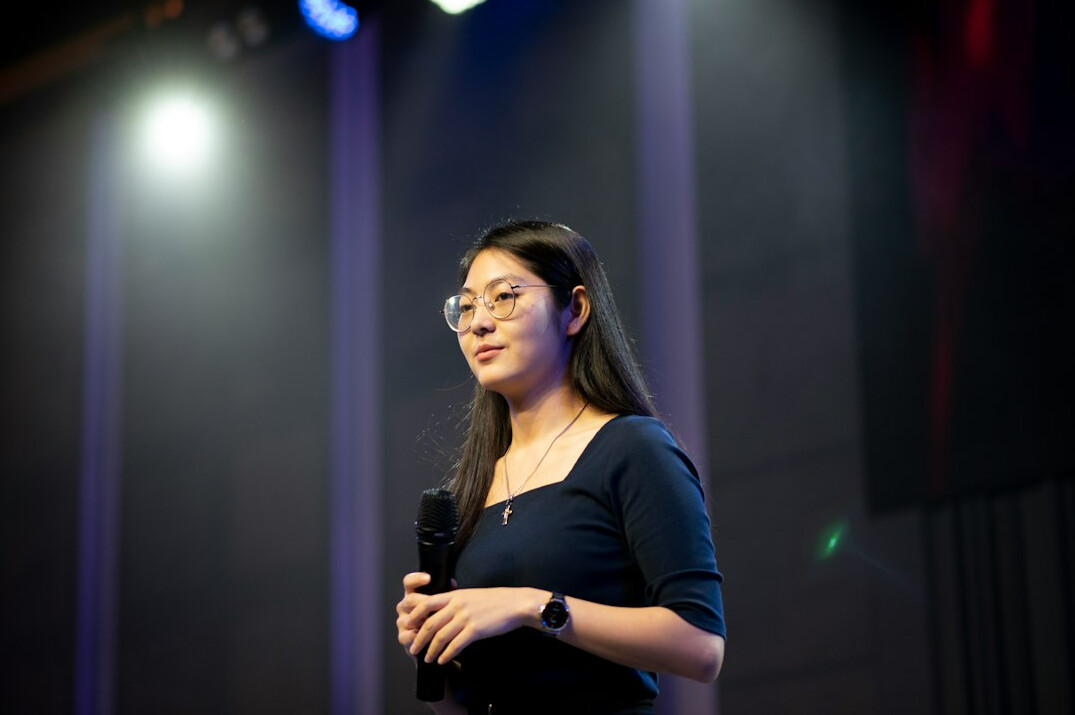 confident woman speaking
